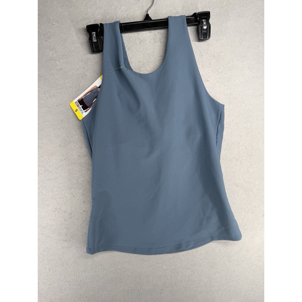 32 Degrees Cool Women's Soft Ribbed Fabric with Built-In-Bra Top Blue Size S - Picture 4 of 8